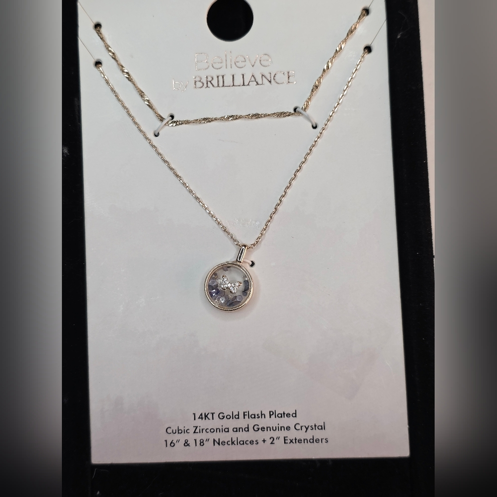 Believe by Brilliance Silver Necklace with Crystal Pendant